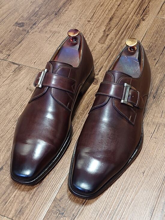 Magnanni Other - Magnanni Men’s Monk Strap 9.5M Cordovan Brown Burnished Leather Dress Shoes